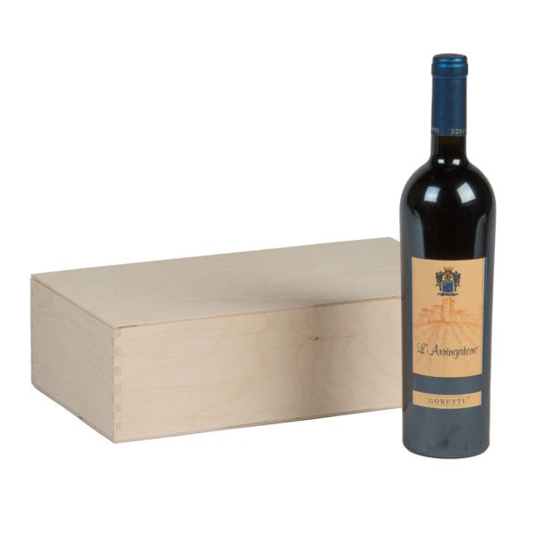 Art. 162 - Cassetta in legno economica multistrato di betulla coperchio ad appoggio 2 bottiglie - immagine 2