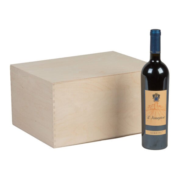 Art. 166 - Cassetta economica in legno multistrato di betulla coperchio ad appoggio 3+3 bottiglie - immagine 3