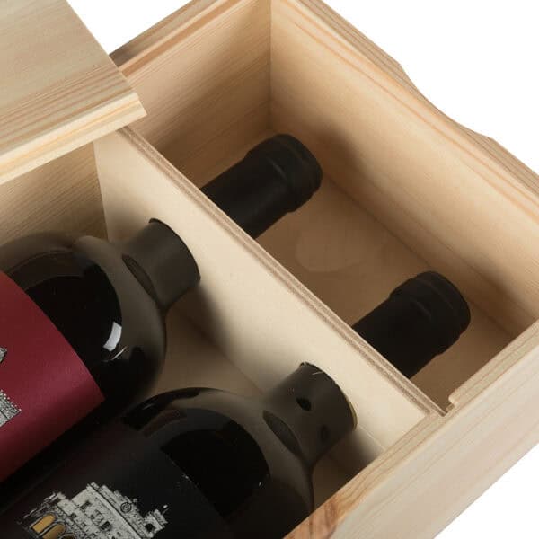 Art. 172 - Cassetta in legno di pino con coperchio scorrevole in compensato 2 bottiglie - immagine 4