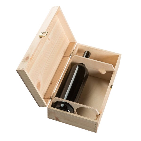 Art. 312 - Cassetta in legno classica di pino massello da 2 bottiglie - immagine 4