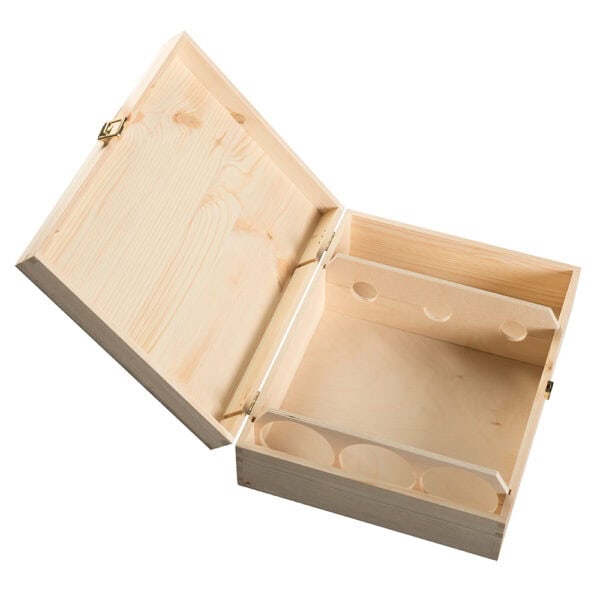 Art. 313 - Cassetta in legno classica di pino massello da 3 bottiglie - immagine 4