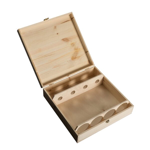 Art. 314 - Cassetta in legno classica di pino massello da 4 bottiglie - immagine 5