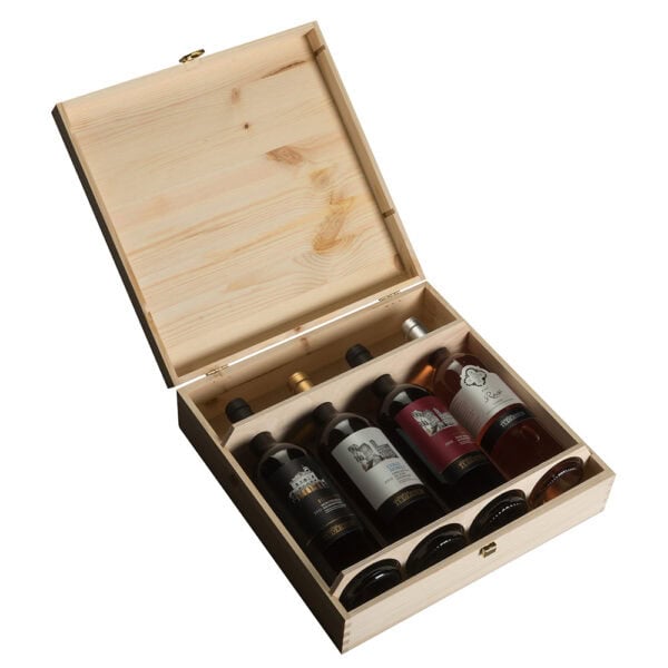 Art. 314 - Cassetta in legno classica di pino massello da 4 bottiglie - immagine 4