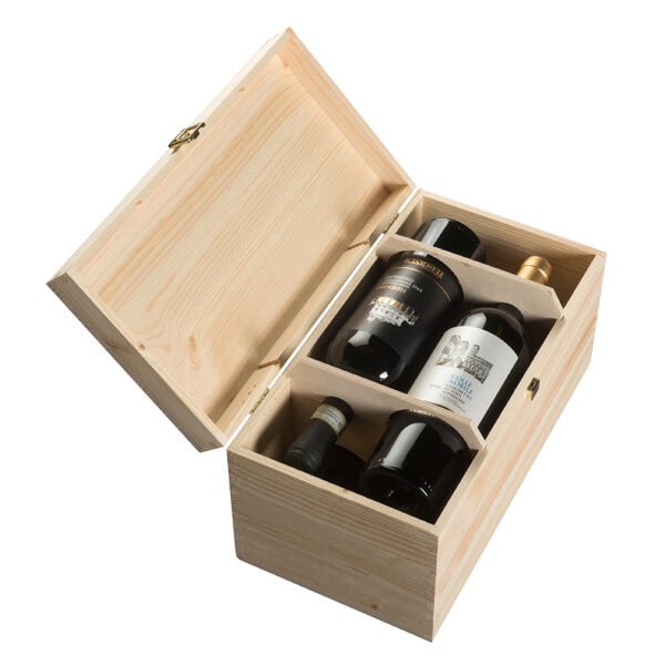 Art. 317 - Cassetta classica in legno di pino massello da 2+2 bottiglie - immagine 6