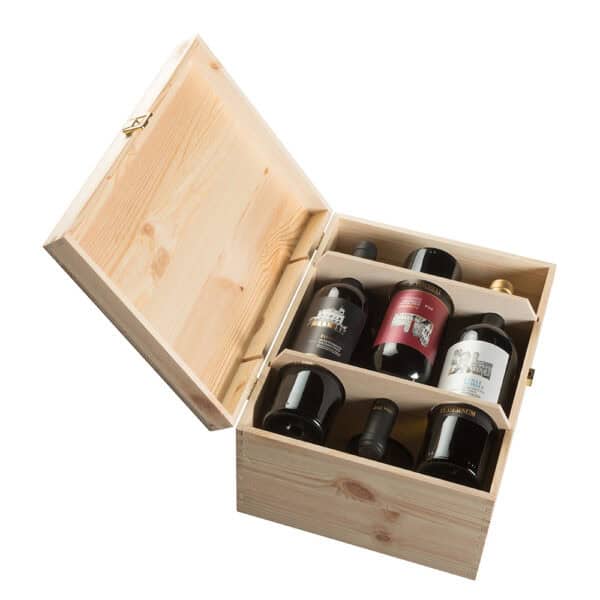 Art. 318 - Cassetta classica in legno di pino massello da 3+3 bottiglie - immagine 4